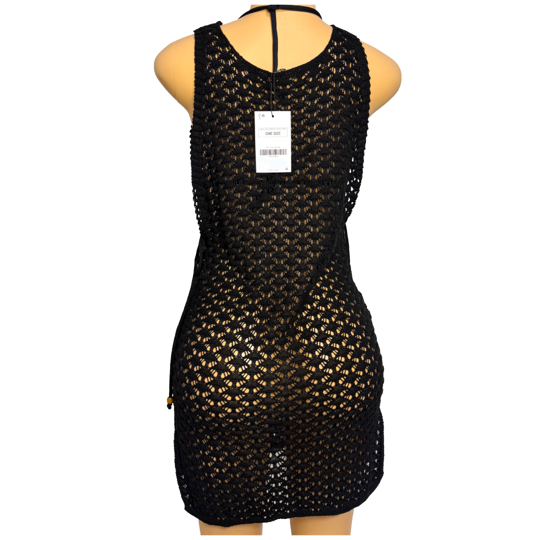 Black Crochet Cover Up Dress S-M
