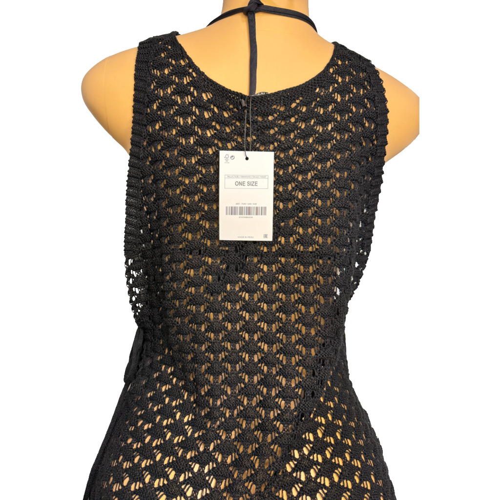 Black Crochet Cover Up Dress S-M