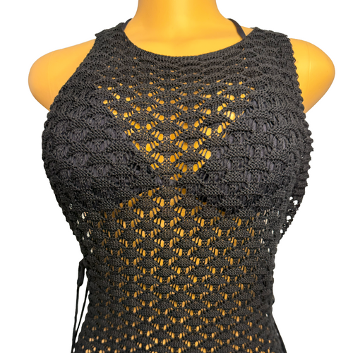 Black Crochet Cover Up Dress S-M