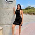 Black Crochet Cover Up Dress S-M